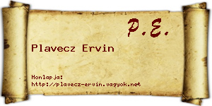 Plavecz Ervin névjegykártya